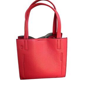 Banana Republic Red Italian Leather and Suede East West Mini Tote Bag